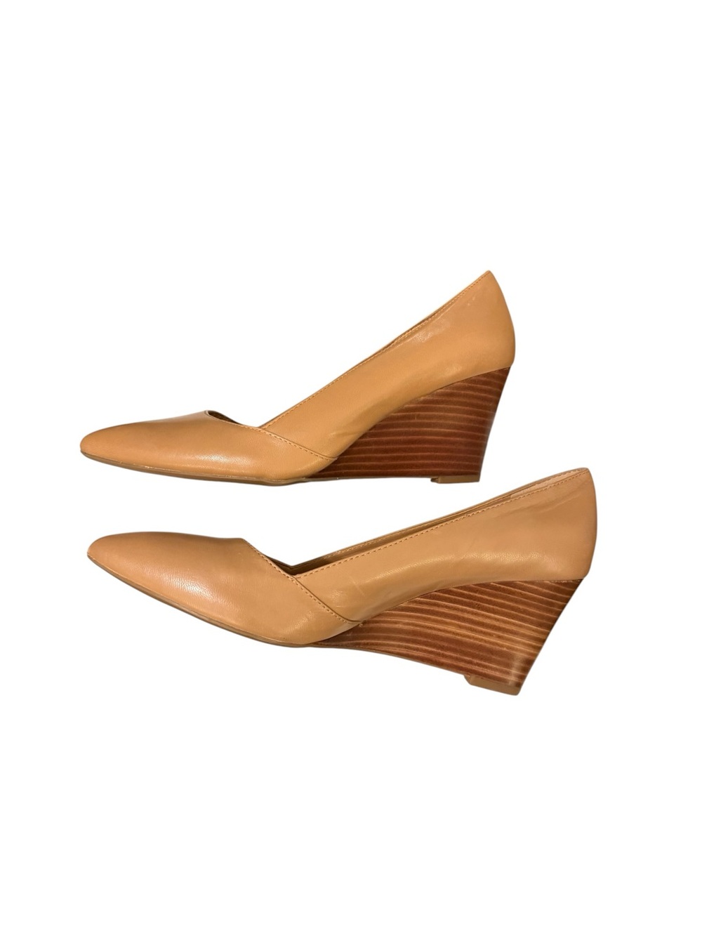 Franco Sarto Wedge Pump - Tan Leather Women's Heels - Picture 2 of 8